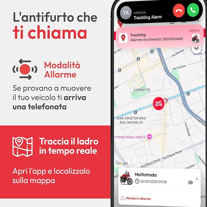 Trackting SMART V3 Italia - Antifurto GPS localizzatore per Auto e Moto - SIM integrata Senza Canone